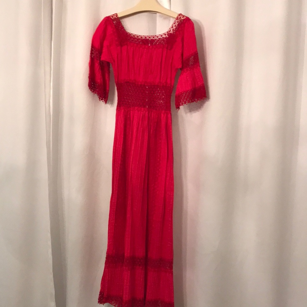 Vintage raspberry red garden dress